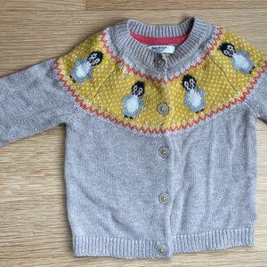 Baby Boden Penguin Knit Cardigan Sweater 6-12M